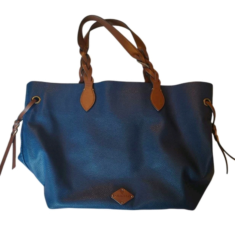 St. John's Bay Navy Blue Westbrook Tote Bag Braided Straps